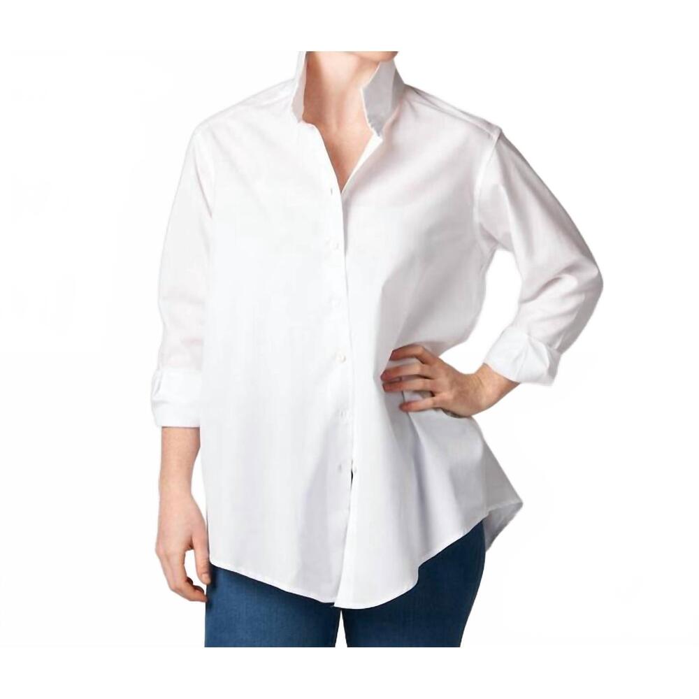 NEW JILL MCGOWAN joan easy cut stand collar shirt in sheer silk with silver